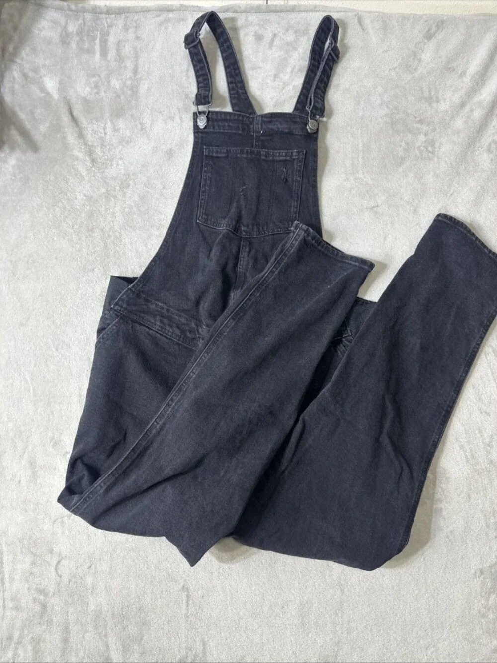 Old Navy Maternity Black Denim Overalls Size 10 Long Straight Leg Adjustable - Picture 3 of 8